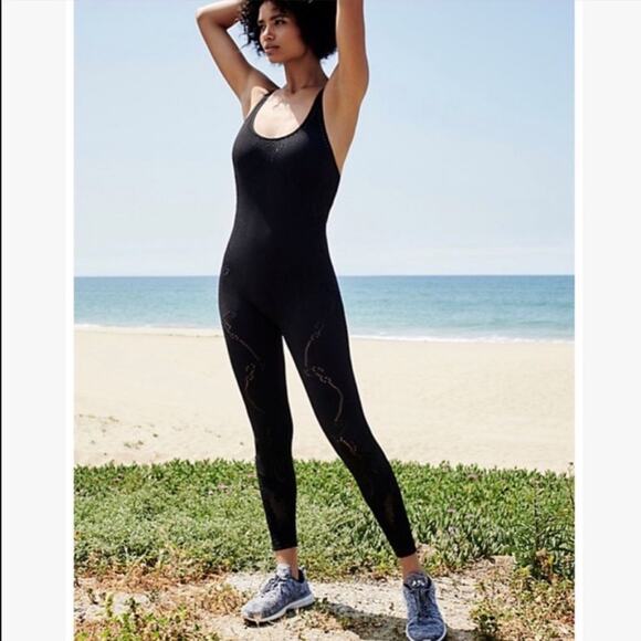 Free People FP Movement Nikki Femme One Piece Catsuit Jumpsuit in Black XS/S - Picture 3 of 7